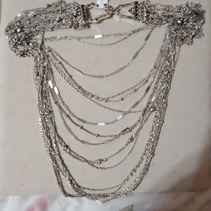 silver bib necklace ,silver plated